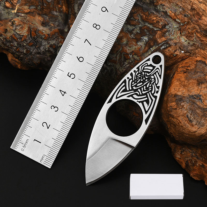 现货批发全钢一体式迷你小直刀户外防身求生锋利小刀随身拆快递刀