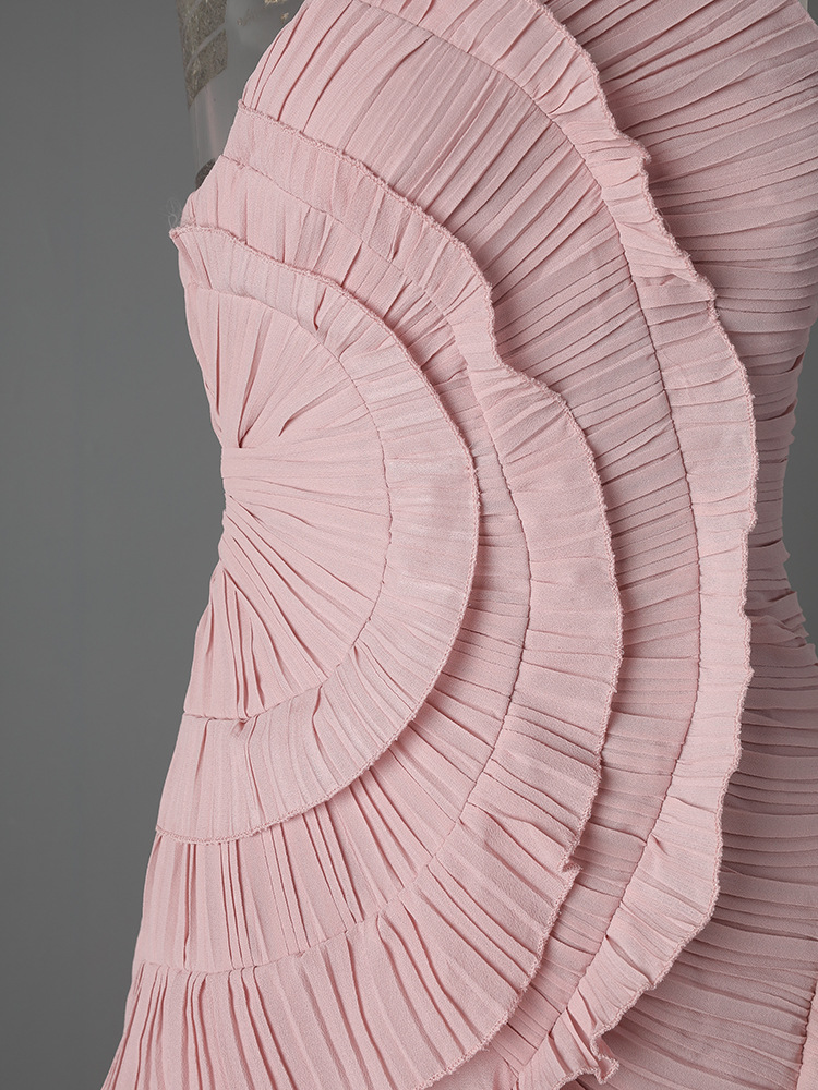 Elegant Chiffon Wrap Neck Maxi Dress With Ruffles & Backless Design For Vacation & Party,Enhances Your Curves While Elongating Your Silhouette._ecoleips.com