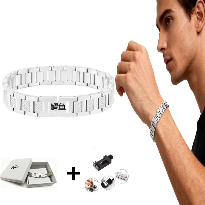 Popular Men's Crocodile Bracelet, Light Luxury High-End Jewelry, Valentine's Day Gift, Adjustable Stainless Steel Magnetic Bracelet