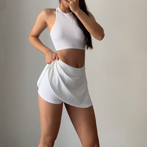 Women's Sexy Two-Piece Bodycon Leggings for Gym Running Dancing Tennis Golf Short Skirts - Spring and Summer New Style