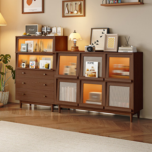 Wholesale Solid Wood Sideboard Wall-Mounted Tea Cabinet Cherry Wood Color Cabinet Storage Cabinet Living Room Storage Cabinet Kitchen