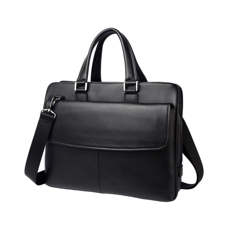 Capacious waterproof laptop for leisure, bag, business version, high-end, genuine leather