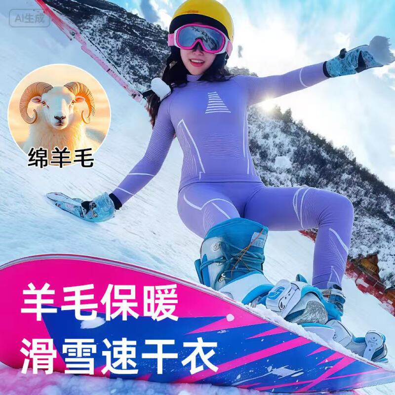 Outdoor Ski Quick-Drying Thermal Intimates Suit for Women and Men Hiking and Sweat-Wicking Autumn and Winter Base Professional Sports Compression Pants