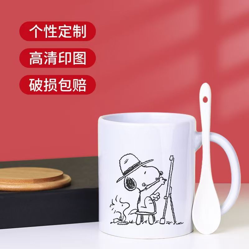 Fabricante directo de tazas de agua de cerámica impresión de transferencia de calor capa creativa logotipo taza de regalo taza de café esmaltado color menú