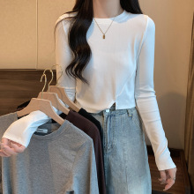 韩系高级感内搭打底衫女秋季修身长袖上衣小个子辣妹短款紧身t恤