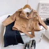 Coffee -colored locomotive lapel leather jacket