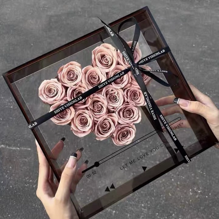 ✅ Акриловая коробка с вечными цветами Love CD, роза, настоящий цветок, подарочная коробка, лучший подарок на день рождения для подруги, букет любви для девушки
