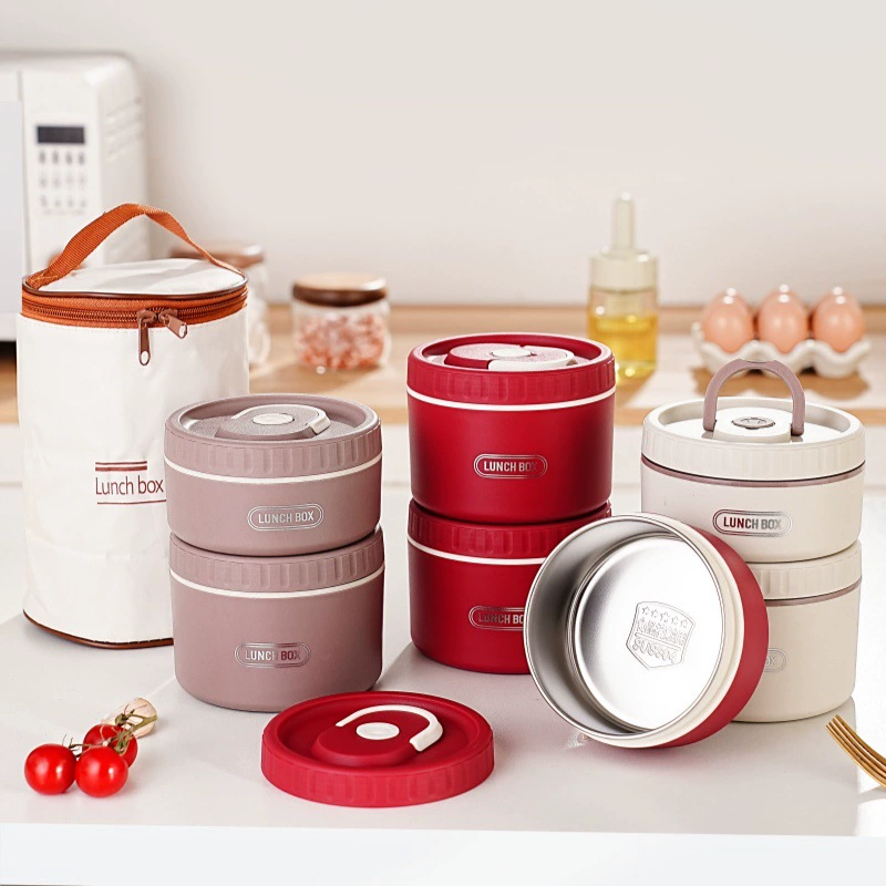 Изолированный портативный ланч-бокс из нержавеющей стали 304 с крышкой, суповая миска, контейнер для еды, супница, 410, японский ланч-бокс для школьников начальных классов