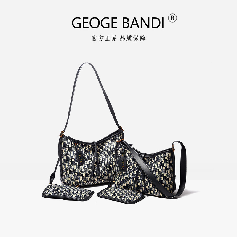 老花通勤托特包高级感包包女式2025新款大容量刺绣轻奢单肩斜挎包|undefined