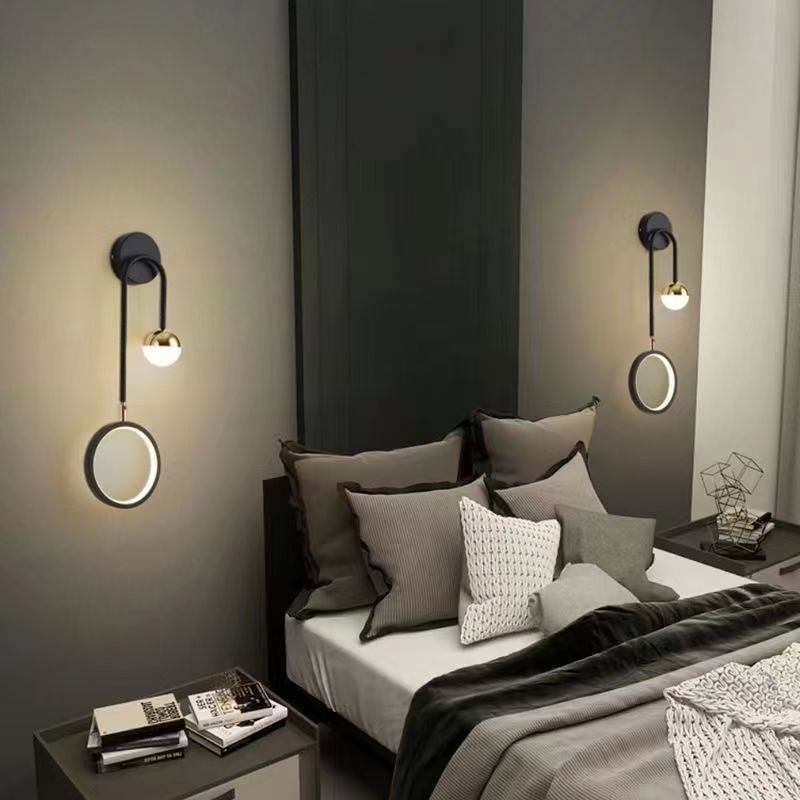 lámpara de pared dormitorio iluminación de cabecera nórdica moderna minimalista lujoso pasillo de la sala de estar iluminación de pared de fondo creativa