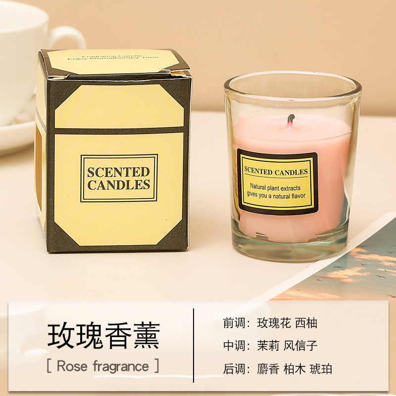 Vela aromática de cera vegetal hecha a mano en vaso de vidrio, regalo creativo para dropshipping transfronterizo, adorno para el hogar.