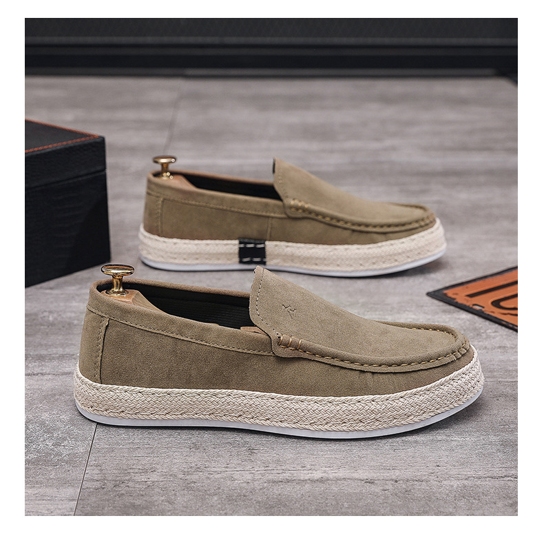 Fashion Men's Casual Emed Leather Men Classic Buckle Loafers Mens Slip-on Board Shoes Outdoor Driving Flats_voghion.com