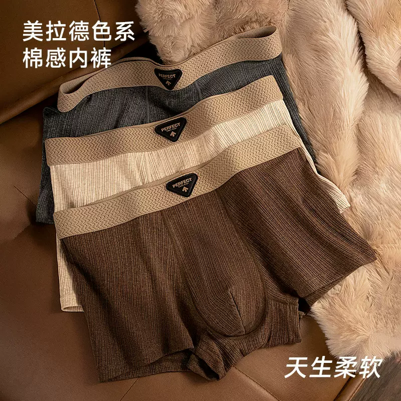 抖音爆款男士内裤抑菌内档男士四角裤秋冬纯棉款高档舒适男士内裤