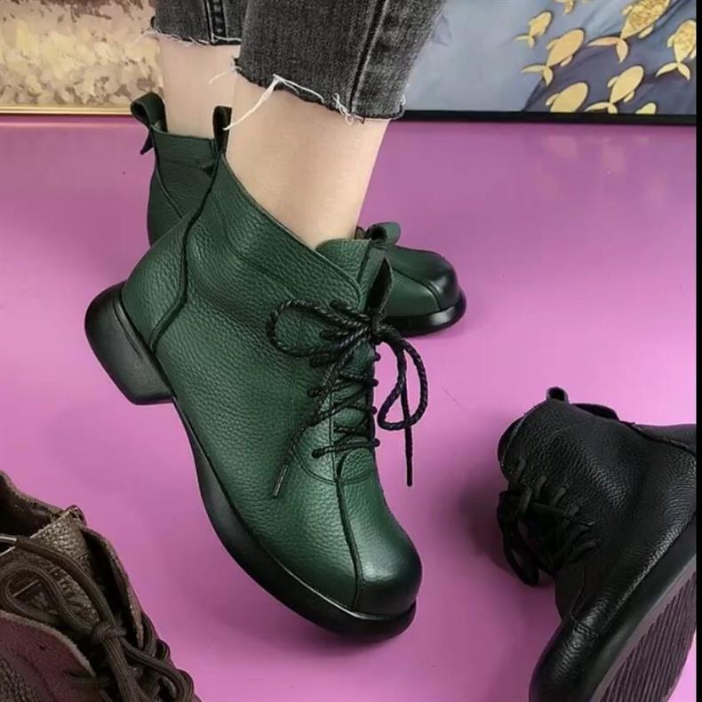 Women's Martin Ankle Boots In Soft Leather With Fleece Lining_voghion.com