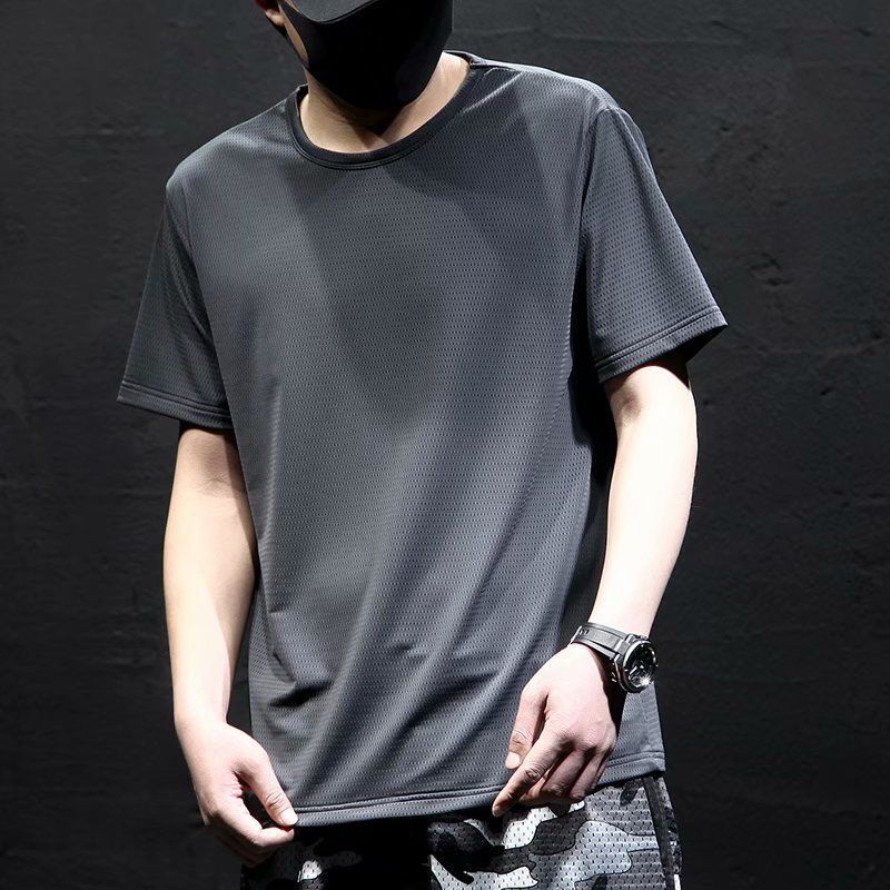 夏の男性の氷の目の半袖のtシャツの丸首の半袖の上着のゆったりしている大きいサイズの通気性のスウェットシャツの速乾|undefined