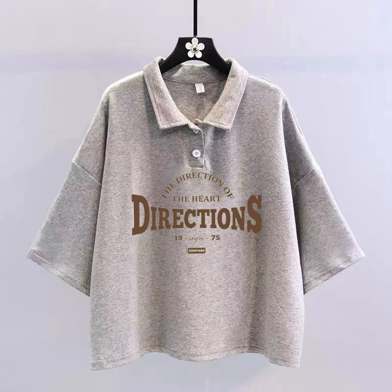 This Year's Trendy Design-Inspired Niche Short Tops for Women, Loose Collared Polo Shirts, Thin Short-Sleeve T-Shirts for Outerwear