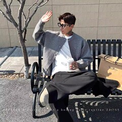 老钱风纯色开衫棒球领针织衫外套男秋季新款宽松休闲百搭慵懒上衣
