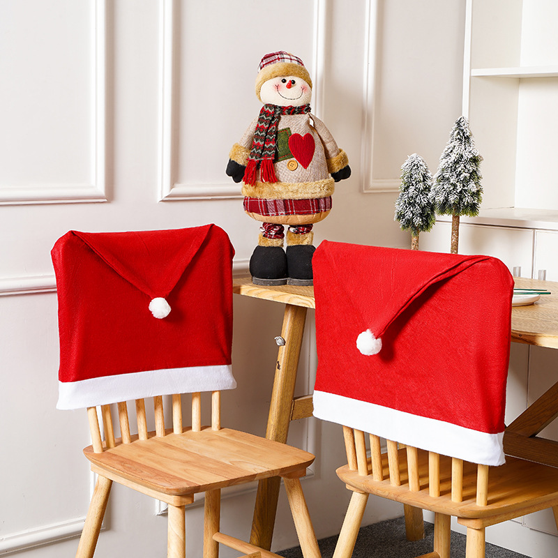 Christmas Decorations Christmas Chair Cover Non-woven Chair Cover Christmas Dining-table Decoration Christmas Hat Soft Feel display picture 2