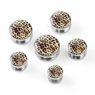 Cross-border European and American ear piercing fashion leopard pattern ear expander stainless steel ear piercing jewelry in stock wholesale