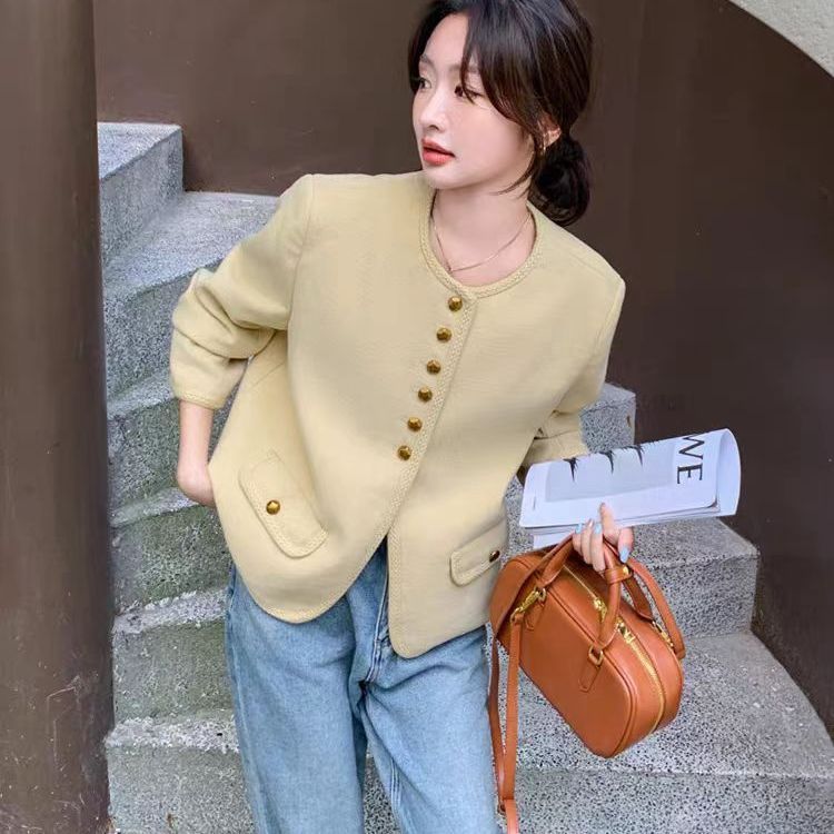 黄色小香风外套女秋季2025新款高级感时髦洋气质感小众设计上衣女|undefined