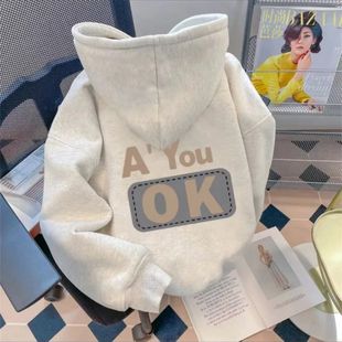 fleece-lined Sweatshirt Men and Women Youth Fashion Brand Design Fun Printing Autumn and Winter Letters New Hooded Jacket