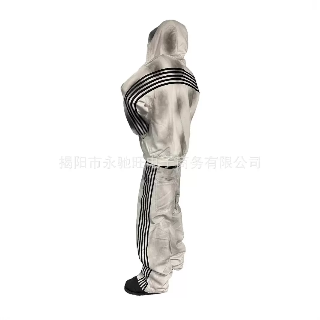 灰白脏扎染休闲裤男女宽松运动阔腿长裤跨境外贸2025春秋季新款