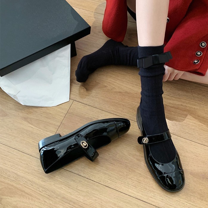 ブドウのお母さんのstudio leeの経典の百合の丸い頭の1字は太いとメアリーの珍の靴の小さい革靴の女性の秋冬を持ちます。|undefined
