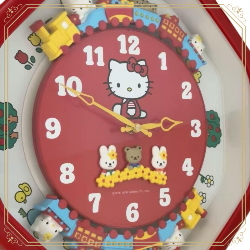HelloKitty挂钟卡通小火车时钟会开火车的家用HelloKitty时钟挂表|undefined
