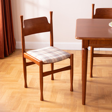 I1轻法式复古风白蜡木软包餐椅子家用靠背实木美式中古书