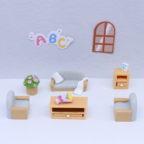 Microscopic Landscape Cartoon Mini Simulation Furniture Set Living Room Room Landscape Home Decor Small Accessory Resin Ornament