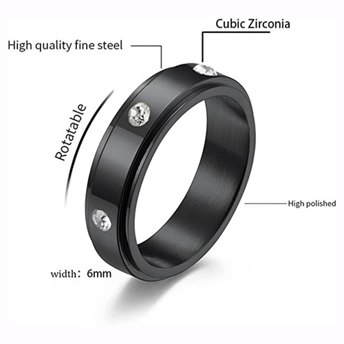 Xinghe Amazon Best Selling Titanium Steel Diamond Zircon Ring Rotatable Couple Ring Factory Direct Sales