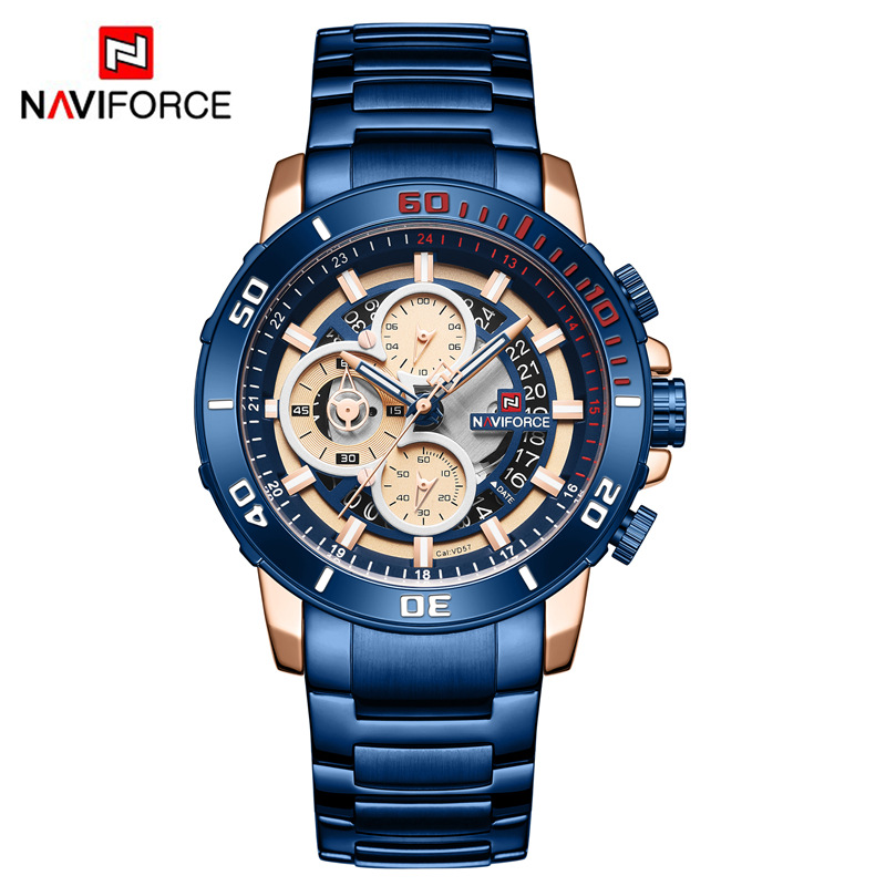NAVIFORCE Lingxiang 9174 nuevo reloj redondo calendario deportes de Cristal los hombres movimiento cuarzo puntero tipo