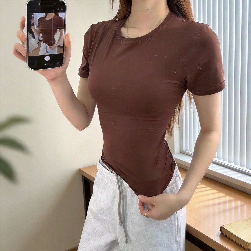 Skims Fits Everybody Same Style Round Neck Short Sleeve Solid Color Slim Fit Alternative Soft T-Shirt Top Skims Fits Everybody Same Style Round Neck Short Sleeve Solid Color Slim Fit Alternative Soft T-Shirt Top