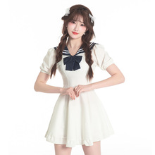 源头工厂一件代发日系小清新泳衣2024年保守裙式连体学生批发泳装