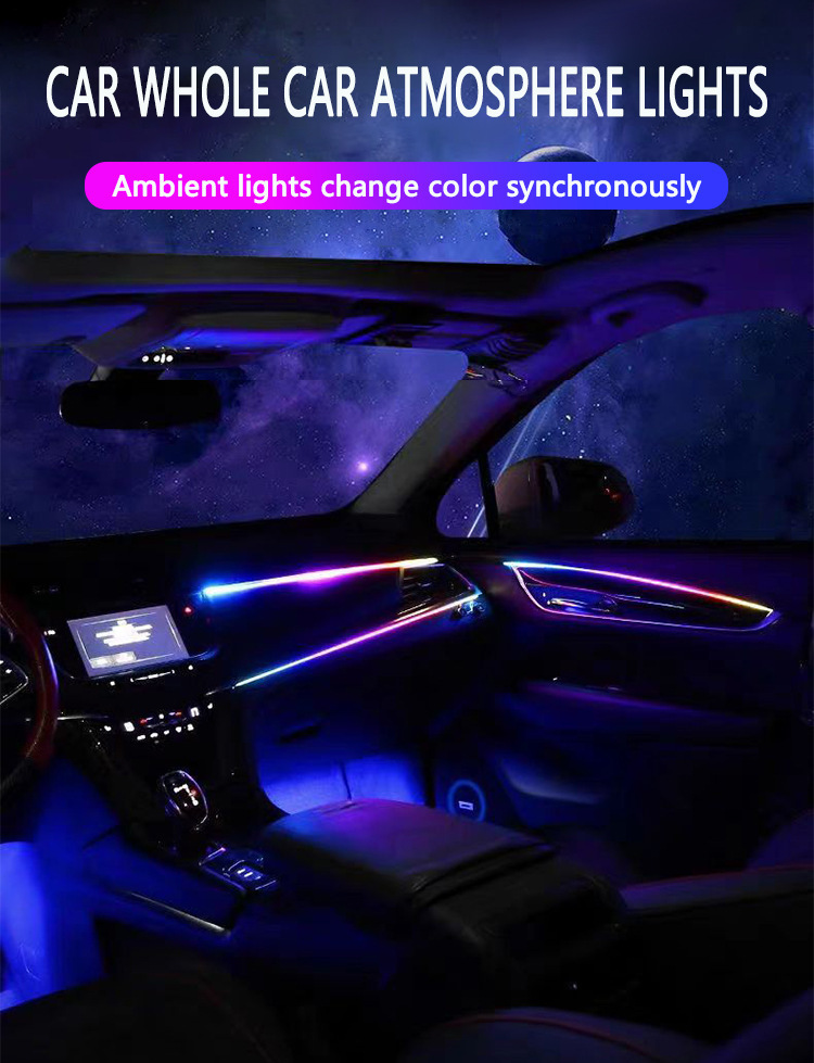 Universal Car Hidden Symphony No-Cut Wire App Dual-Control Interior Ambient Light Led Car Ambient Light