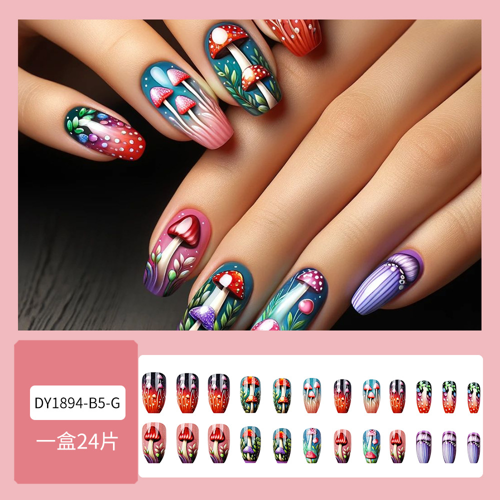 El color fantasma gradiente hongos de uñas de uso comercio exterior 24 piezas de chicas calientes, uñas de ballet, uñas falsas, lotes mixtos en stock