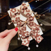 Milk tea, brand hairgrip with bow, hair rope, hair accessory, light luxury style, Korean style