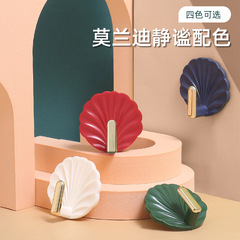 Stainless, No-Trace, Non-Perforated Adhesive Hooks for Bathroom & Kitchen — Luxurious Shell Design, Strong & Durable, Ideal for High-Load Capacity, Perfect for Behind-the-Door Use