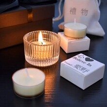 5535细纹茶蜡杯跨境热销款烛台亚马逊爆款蜡烛杯玻璃香薰杯现货