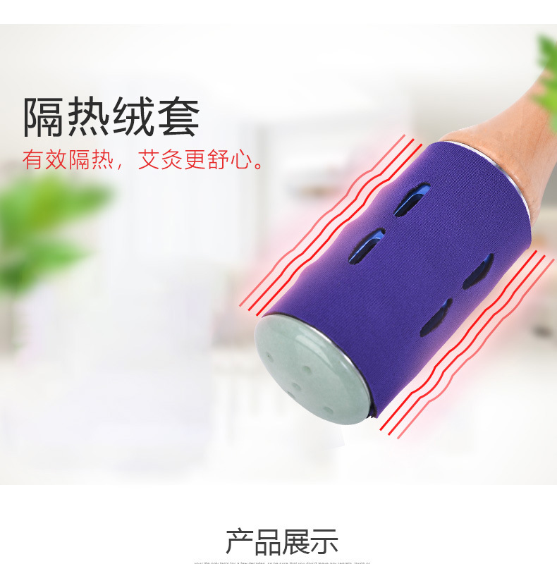 Jade Moxa Roller Stick Handheld Warming Facial Massage Tool Stainless Steel Purple Jade Moxibustion Bar in use