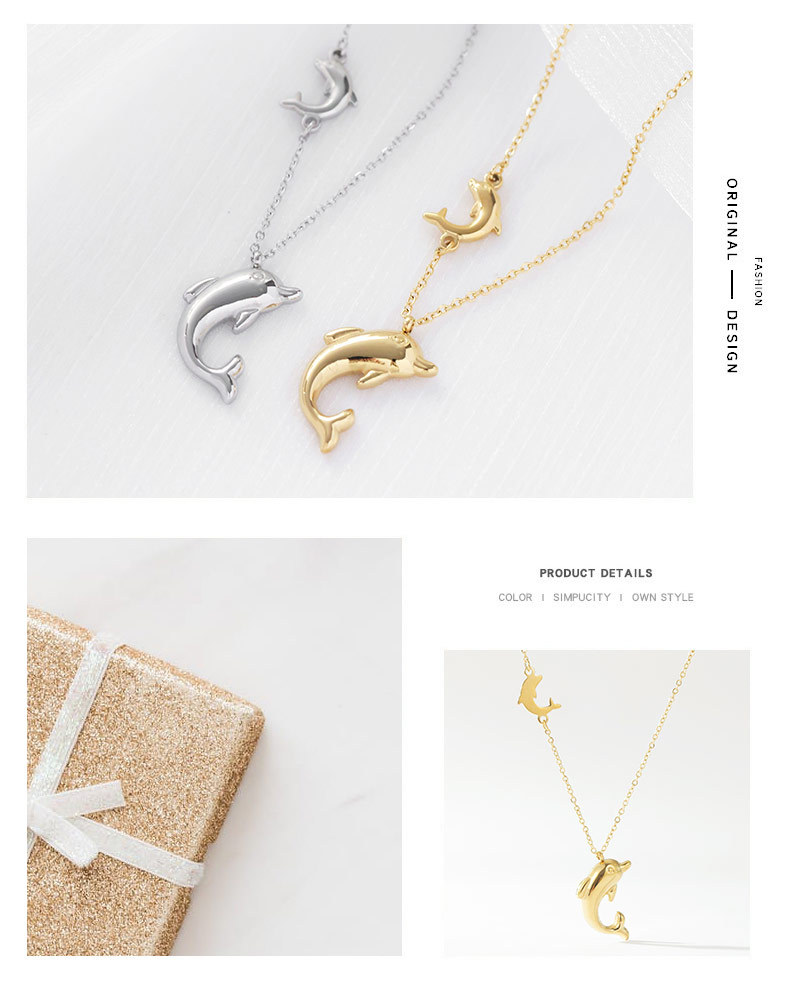 Fashion Dolphin Stainless Steel Plating Pendant Necklace 1 Piece
