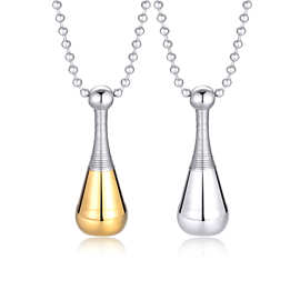 跨境一件代发 钛钢珠链香水瓶可打开项链 亲人宠物骨灰纪念品吊坠