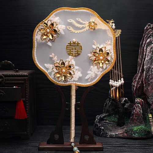 Tuanfan ancient style bride Xiuhe knot wedding Chinese Xiuhe dress fan Chinese style DIY