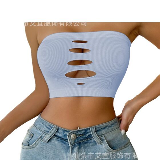 Europe and the United States cross-border Amazon for one-word wrap chest seamless seamless seamless breathable bottoming hollow women's summer tube chest