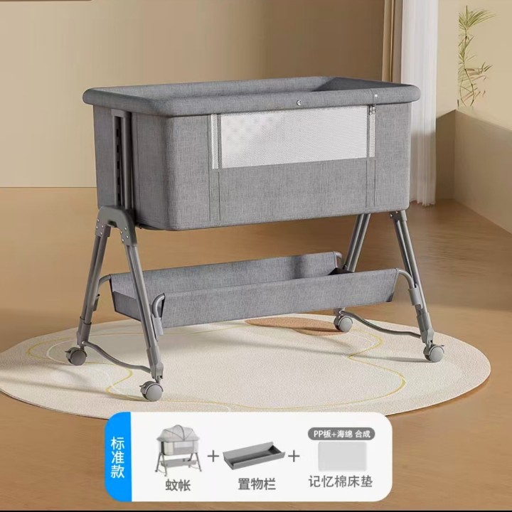 Crib Removable Multi-Functional Splicing Large Bed Portable Folding Height-Adjustable Cradle Baby Bed Diaper Table