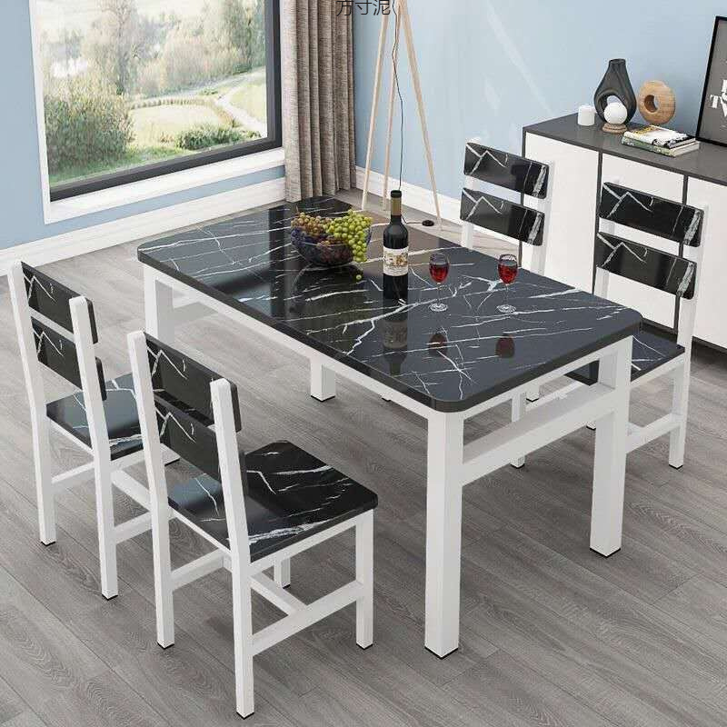 Dining Table and Chair Combination for Home Small Apartment Dining Table and Chairs Set for Rental House Restaurant Simple Rectangular Dining Table