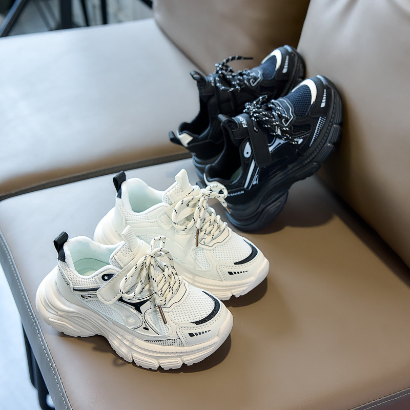 Hombres y niñas zapatos de papá 2026 primavera blanco para niños transfronterizos transpirables zapatos deportivos casuales de estudiantes ecológicos
