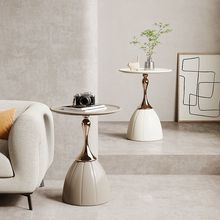 网红轻奢卧室客厅沙发北欧ins茶几创意角几床边圆形家居小圆茶m^
