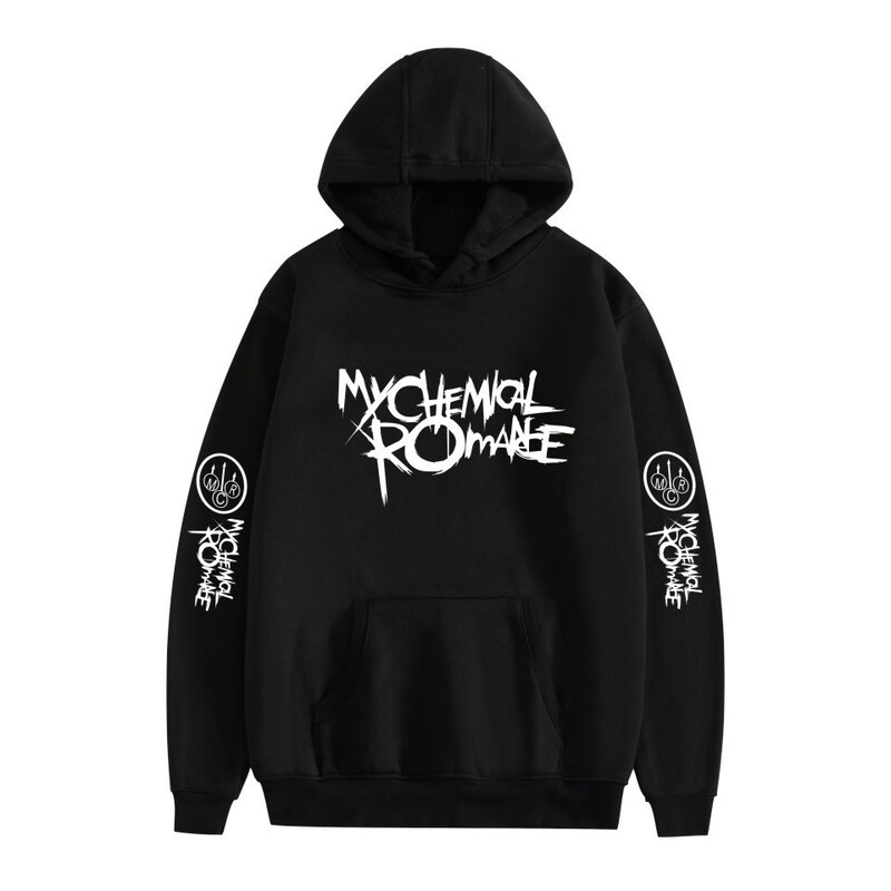 2022 European and American New Products My Chemical Romantic 2D Printed Casual Loose Winter Fleece Hooded Sweater for Men and Women