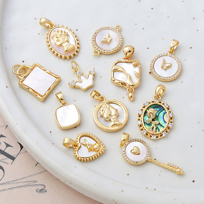 7g Weight Pendant, Earring Findings Jewelry Making Type 18K Gold Plated Plating Material Shell Inlay Material Charms, Bracelets, Necklace, Jewelry Accessories Classification 1 Piece Quantity 14k gold filled, Copper Material Geometric, Bag, Bear, Rose Pattern Plating, Inlay Design Retro Style 1 Piece 14k Gold Filled Copper Shell Geometric Bag Bear Pendant Earring Findings Charms Bracelets Necklace 3